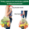 WOOJAY Cotton mesh bags -Reusable Mesh Grocery Bags -Double handles net shopping bag-Mesh tote bag, fruit & vegetable market bags - 3 Pack (Beige, Pink, Black) -Large