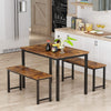 AWQM Dining Room Table Set, Kitchen Table Set with 2 Benches, Ideal for Home, Kitchen and Dining Room, Breakfast Table of 47.2x28.7x29.5 inches, Benches of 41.3x11.8x17.7 inches, Rustic Brown