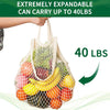 WOOJAY Cotton mesh bags -Reusable Mesh Grocery Bags -Double handles net shopping bag-Mesh tote bag, fruit & vegetable market bags - 3 Pack (Beige, Pink, Black) -Large