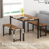 AWQM Dining Room Table Set, Kitchen Table Set with 2 Benches, Ideal for Home, Kitchen and Dining Room, Breakfast Table of 47.2x28.7x29.5 inches, Benches of 41.3x11.8x17.7 inches, Rustic Brown