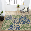 Modern Floral Textured Weave Indoor Outdoor Area Rug Bohemian Coastal Easy Cleaning Bedroom Kitchen Backyard Patio Non Shedding, 5 X 8, Navy/Green