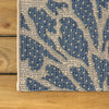 Modern Floral Textured Weave Indoor Outdoor Area Rug Bohemian Coastal Easy Cleaning Bedroom Kitchen Backyard Patio Non Shedding, 5 X 8, Navy/Green